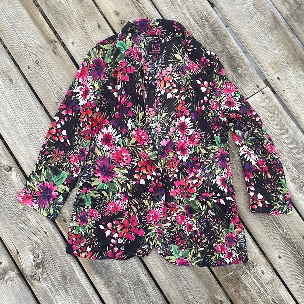 Material Girl Sheer Floral Blazer